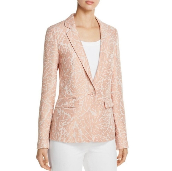 Lafayette 148 Lyndon Linen Jacquard Blazer In Pink Blush SZ 4 - Picture 1 of 11